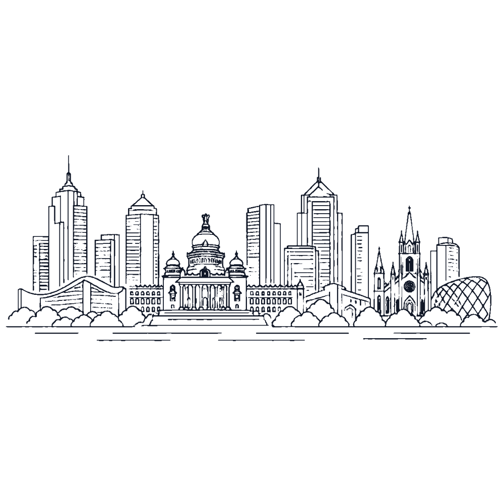 Line-art skyline of Bangalore, India